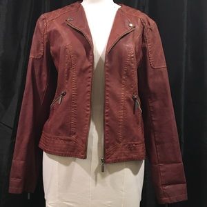 Brown Faux- Leather Jacket